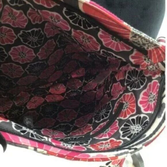 Vera Bradley Cherry Blossoms Triple Zipper Crossbody Pink Gray 2009 Retired - Picture 6 of 7